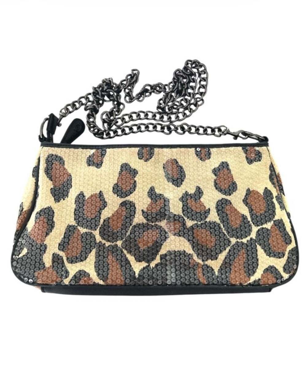 Betsey Johnson Leopard Sequin Chain Strap Shoulder Bag - Picture 4 of 6